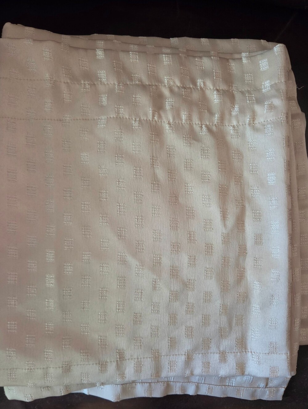 Gold Champagne Checked Grid Woven Window Valance Panels Set 54x15